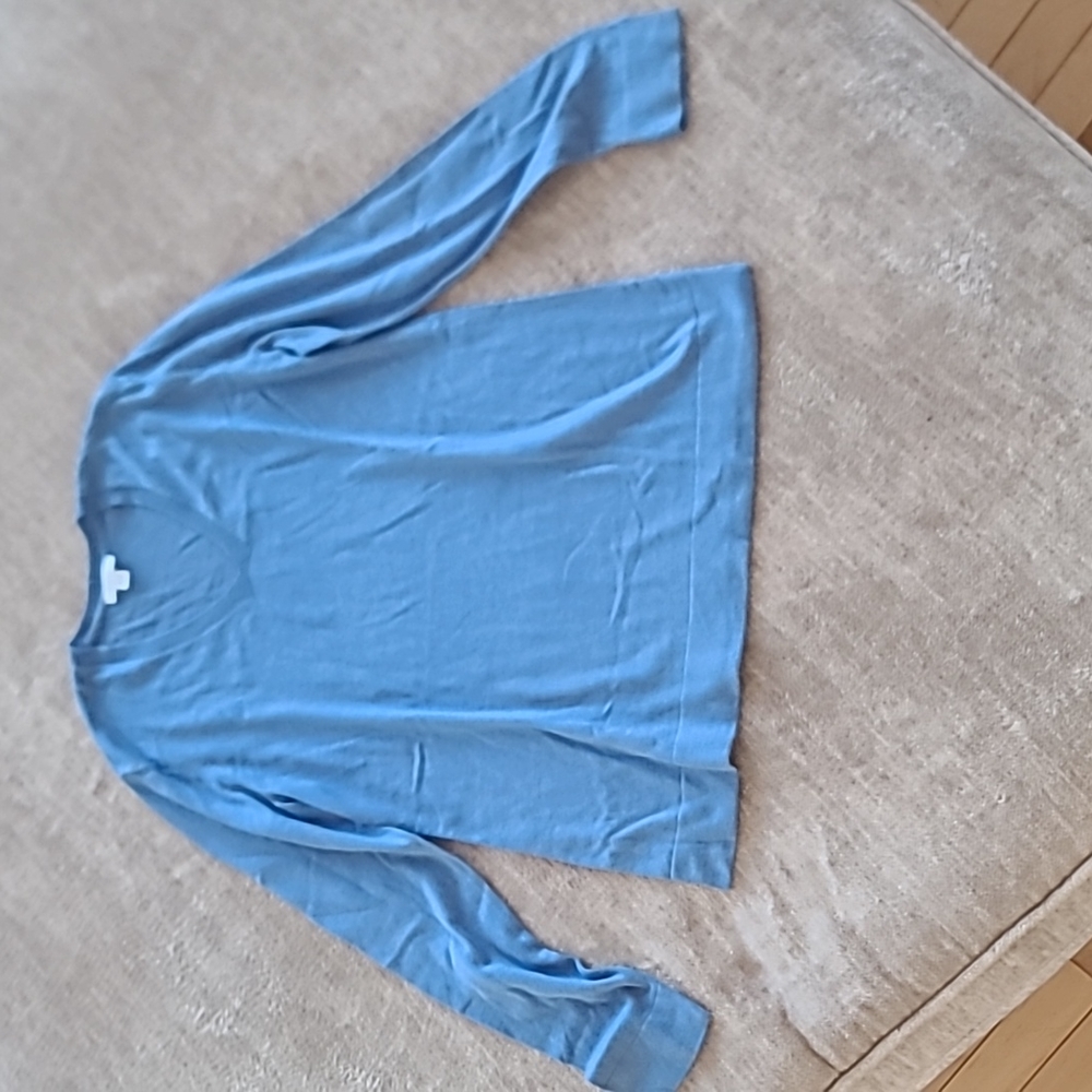 J Jill small blue silk and cotton blend knit sweater